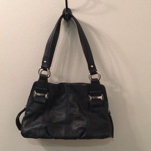 Black leather shoulder bag